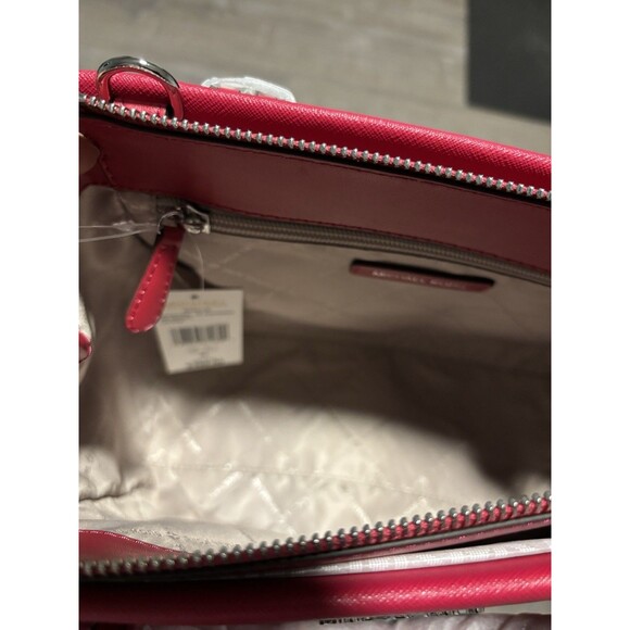 MICHAEL KORS MARILYN MEDIUM SATCHEL SHOULDER BAG MK DARK RASPBERRY PINK LEATHER - Picture 9 of 12